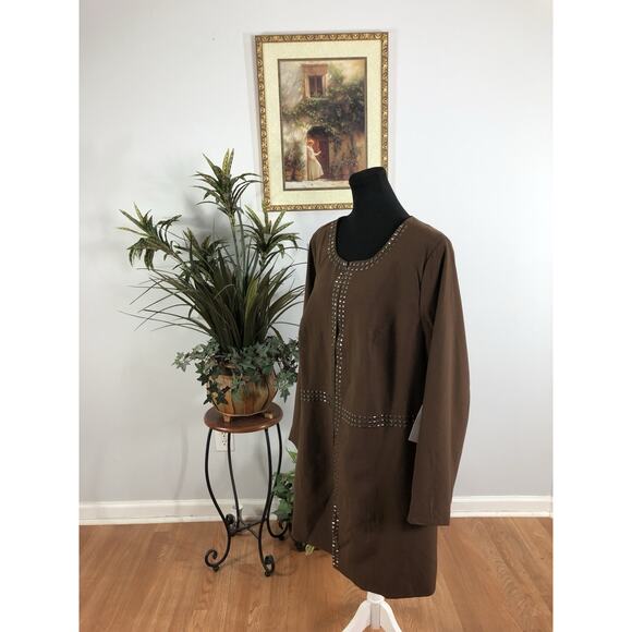 Ashro Women Jacket Coat Plus 20W Mob Wife Embellished Open Front Office Siren - Picture 5 of 9